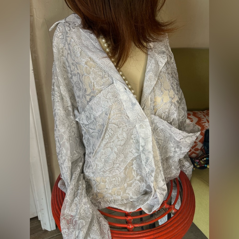 Vintage sheer metallic blouse